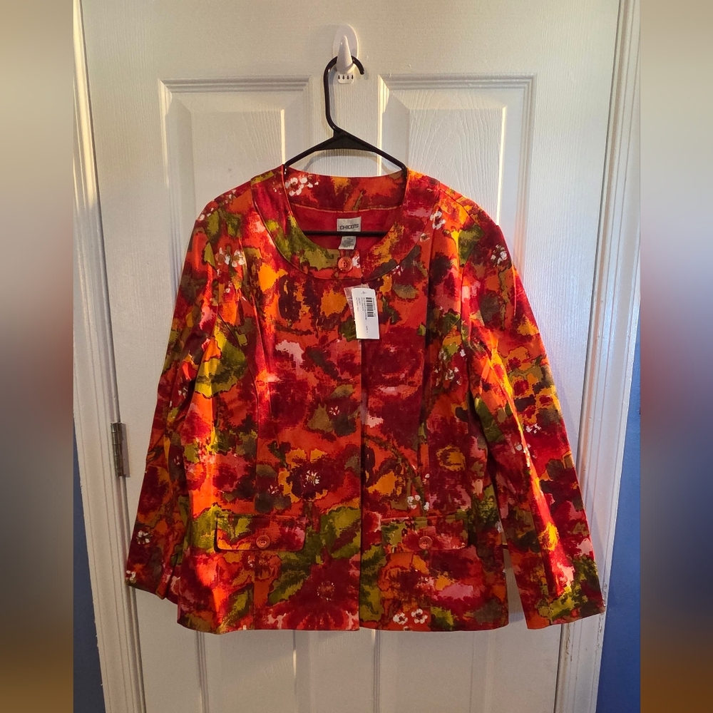 Chico's Vibrant Multicolor Women's Floral Blazer